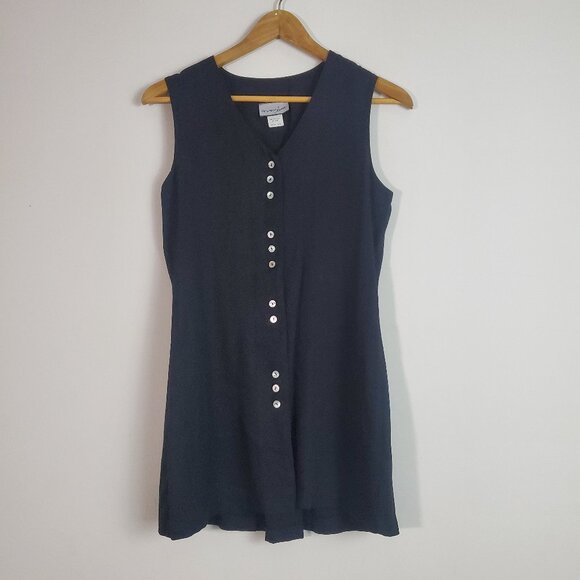 Women's 90s Vintage Top Black 5/6 Sleeveless Goth Grunge Business Casual - Picture 1 of 14